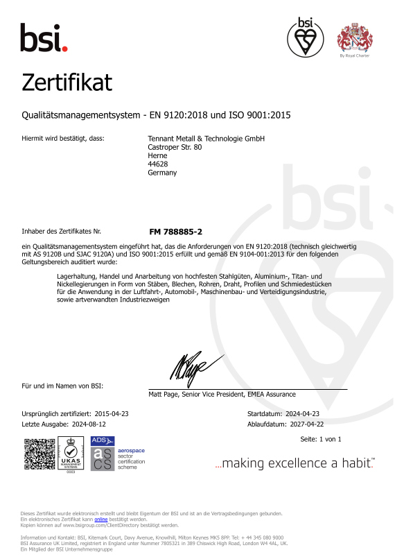 AS/EN 9120 Zertifikat